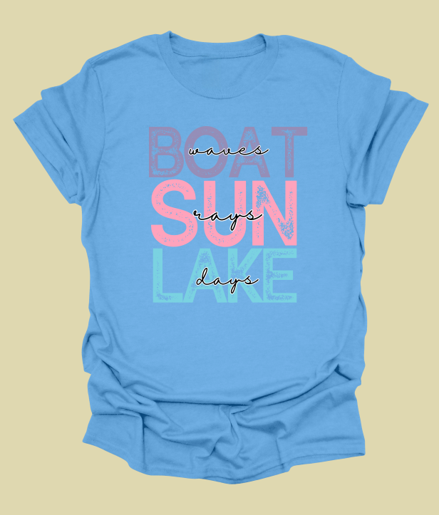 Boat Waves Sun Rays Lake Days T-Shirt