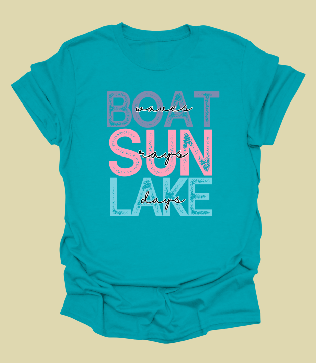 Boat Waves Sun Rays Lake Days T-Shirt