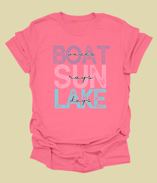 Boat Waves Sun Rays Lake Days T-Shirt