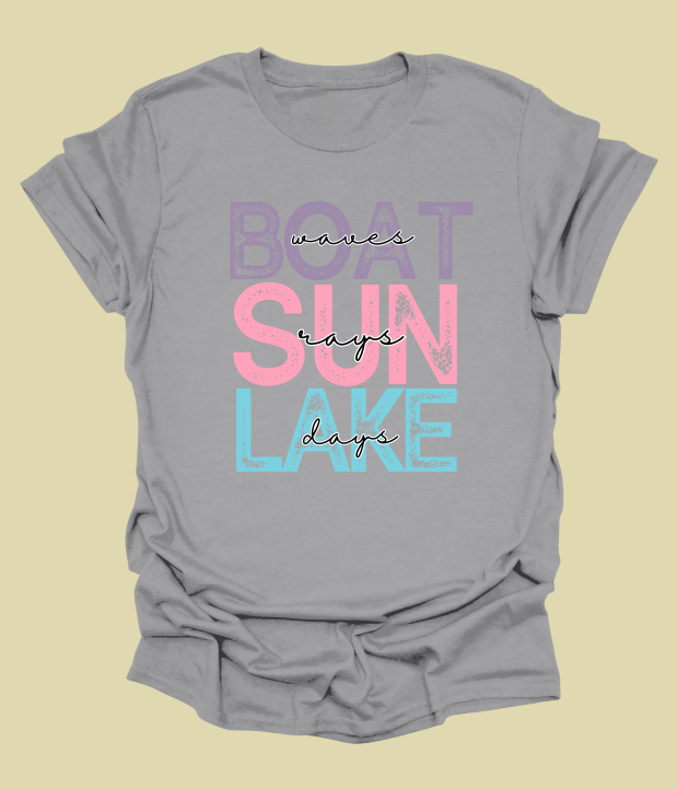Boat Waves Sun Rays Lake Days T-Shirt