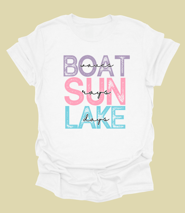 Boat Waves Sun Rays Lake Days T-Shirt
