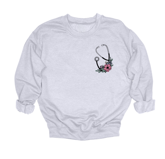 Floral Stethoscope Crewneck Sweater