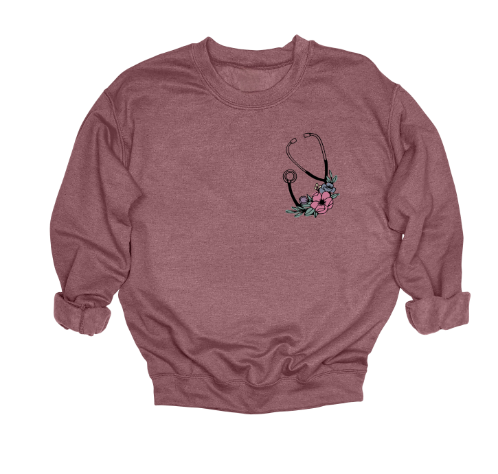 Floral Stethoscope Crewneck Sweater