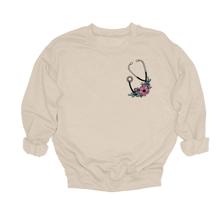 Floral Stethoscope Crewneck Sweater
