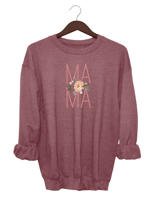 Mama with Flowers Crewneck Sweater