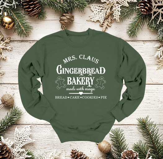 Mrs Claus Gingerbread Bakery Crewneck Sweater
