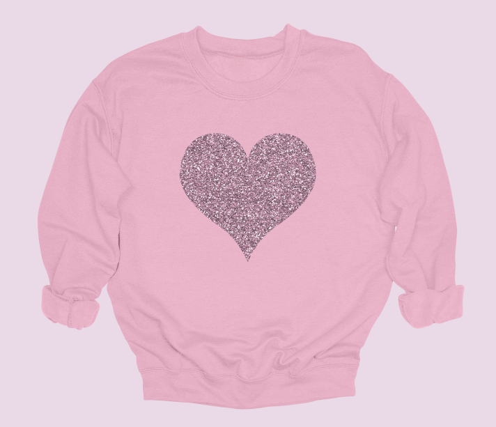 Glitter Heart Crewneck Sweater