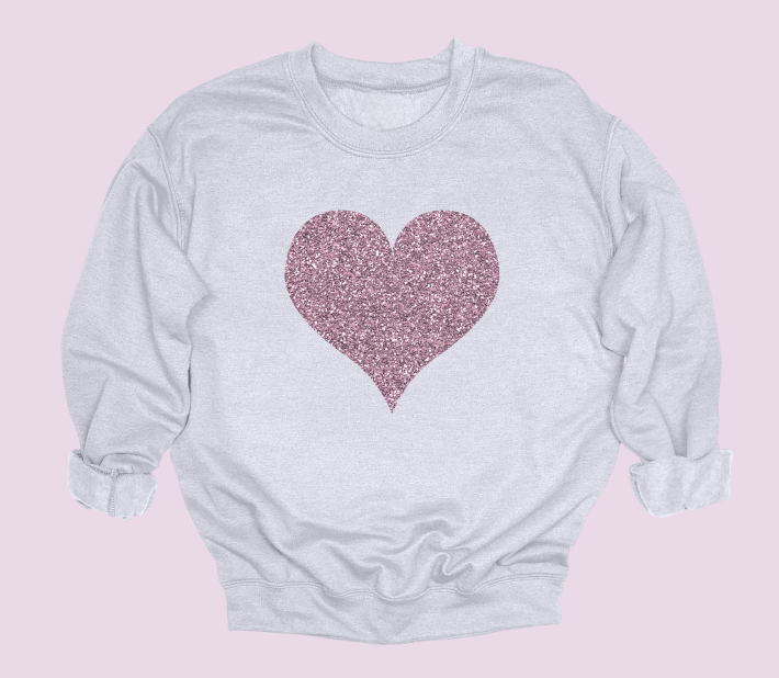 Glitter Heart Crewneck Sweater
