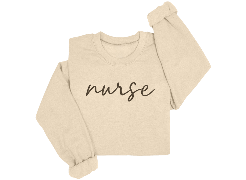 Tonal Script Nurse Crewneck Sweater