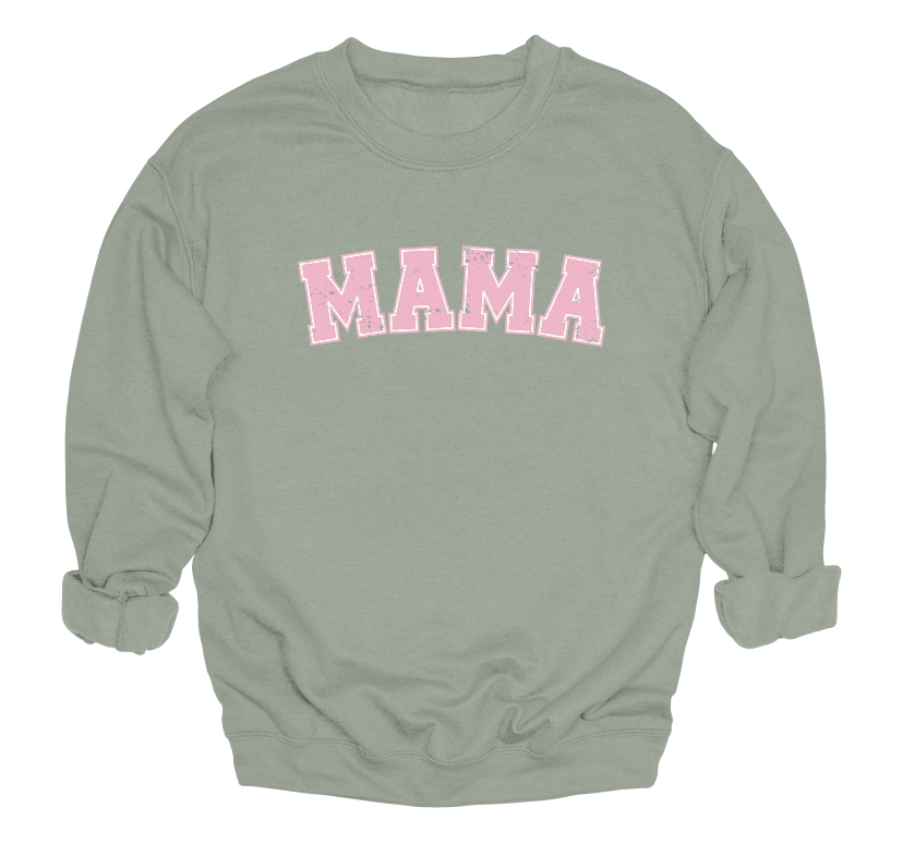 Soft Pink Mama Varisty Crewneck Sweater