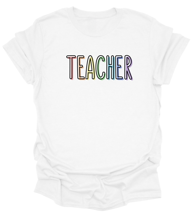 Colourful Pastel Teacher T-Shirt