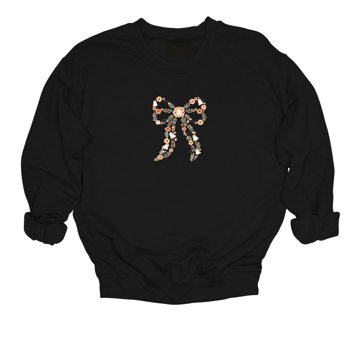 Vintage Floral Spooky Bow Crewneck Sweater
