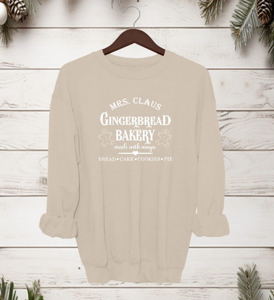 Mrs Claus Gingerbread Bakery Crewneck Sweater