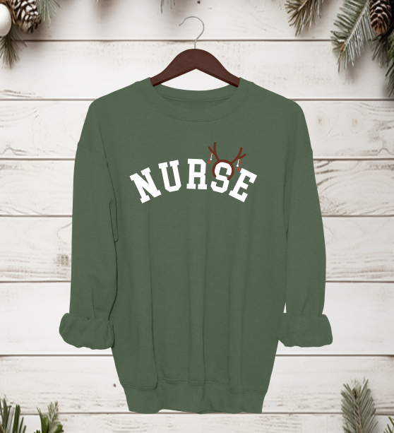 Nurse Antlers Crewneck Sweater