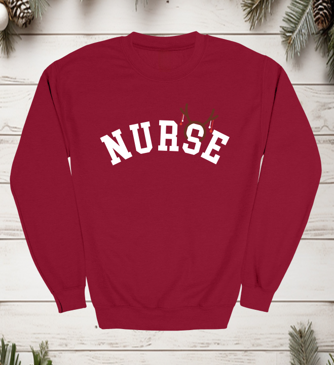 Nurse Antlers Crewneck Sweater