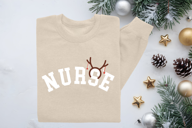 Nurse Antlers Crewneck Sweater