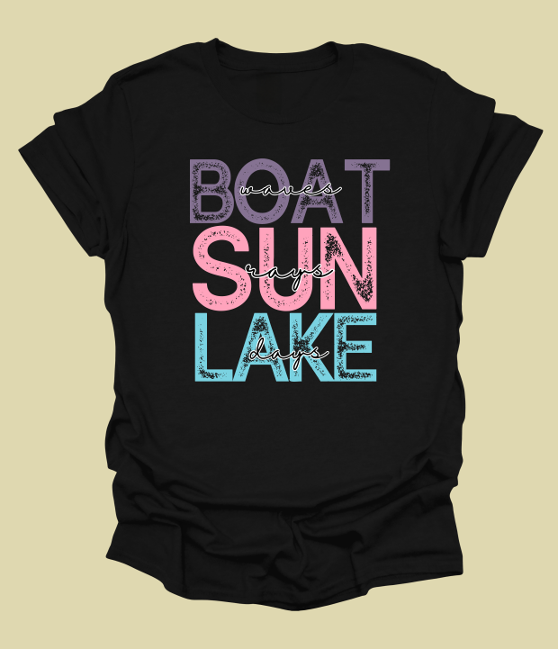 Boat Waves Sun Rays Lake Days T-Shirt