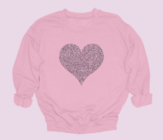 Glitter Heart Crewneck Sweater