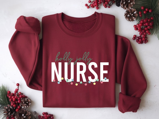 Holly Jolly Nurse Crewneck Sweater