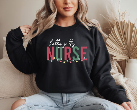 Holly Jolly Nurse Crewneck Sweater