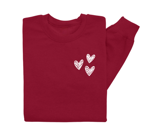 Sketch Hearts Crewneck Sweater
