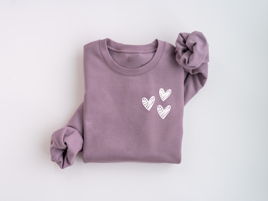 Sketch Hearts Crewneck Sweater