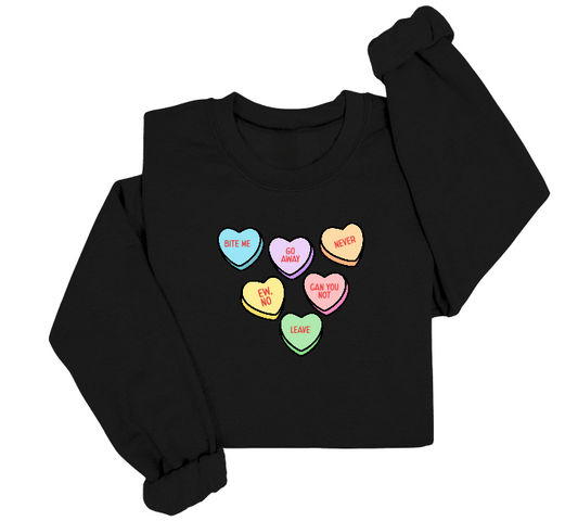 Snarky Conversation Hearts Crewneck Sweater