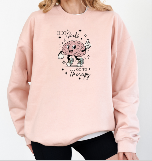 Hot Girls Go To Therapy Crewneck Sweater