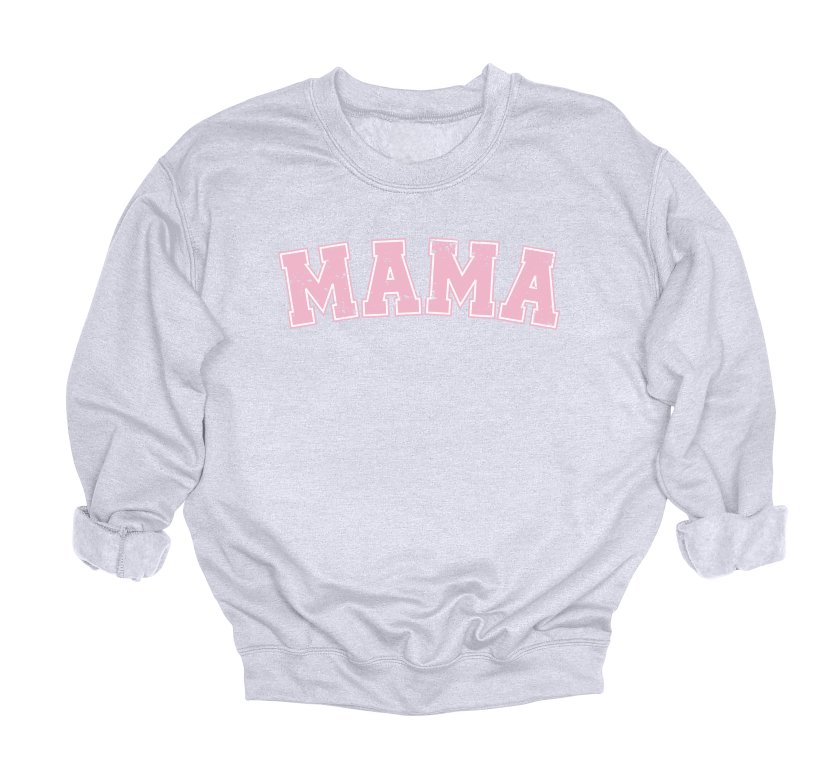 Soft Pink Mama Varisty Crewneck Sweater