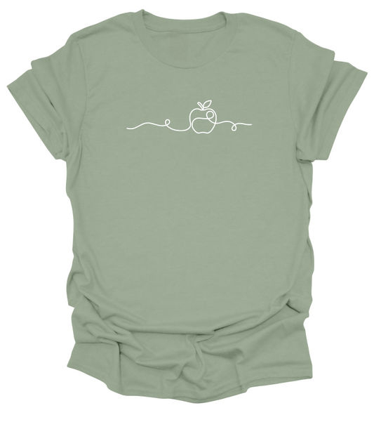 Minimalist Line Art Apple T-Shirt