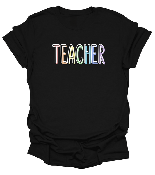 Colourful Pastel Teacher T-Shirt