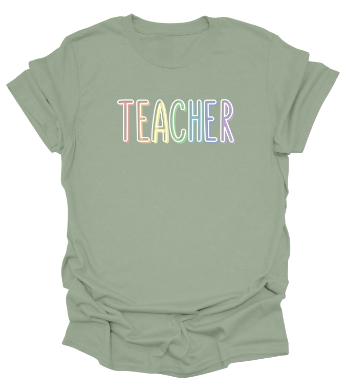 Colourful Pastel Teacher T-Shirt