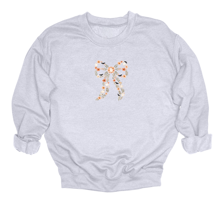 Vintage Floral Spooky Bow Crewneck Sweater