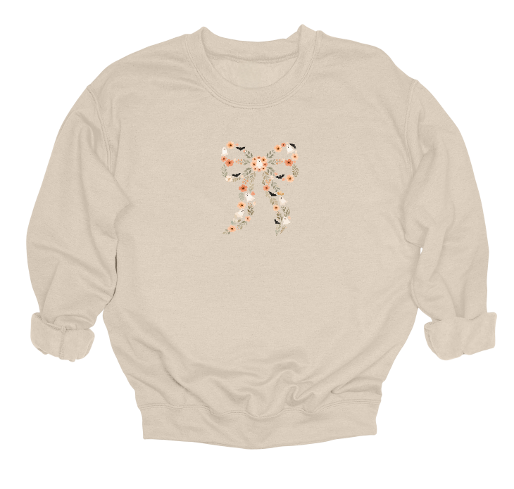 Vintage Floral Spooky Bow Crewneck Sweater
