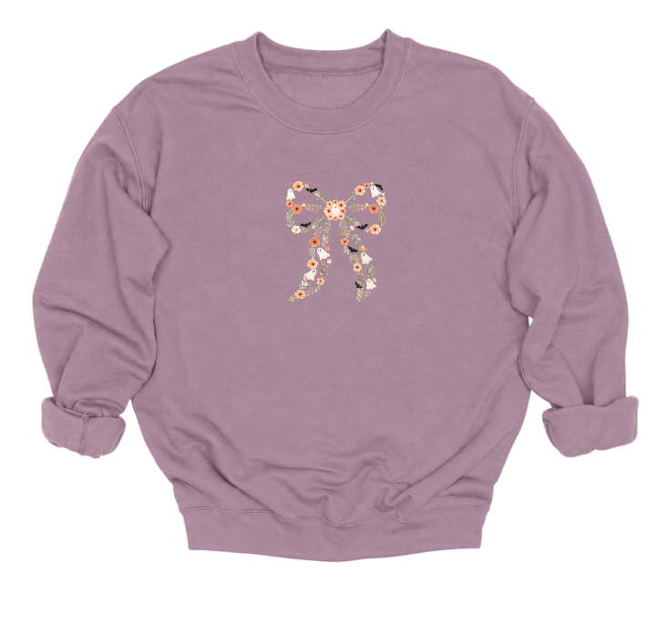 Vintage Floral Spooky Bow Crewneck Sweater
