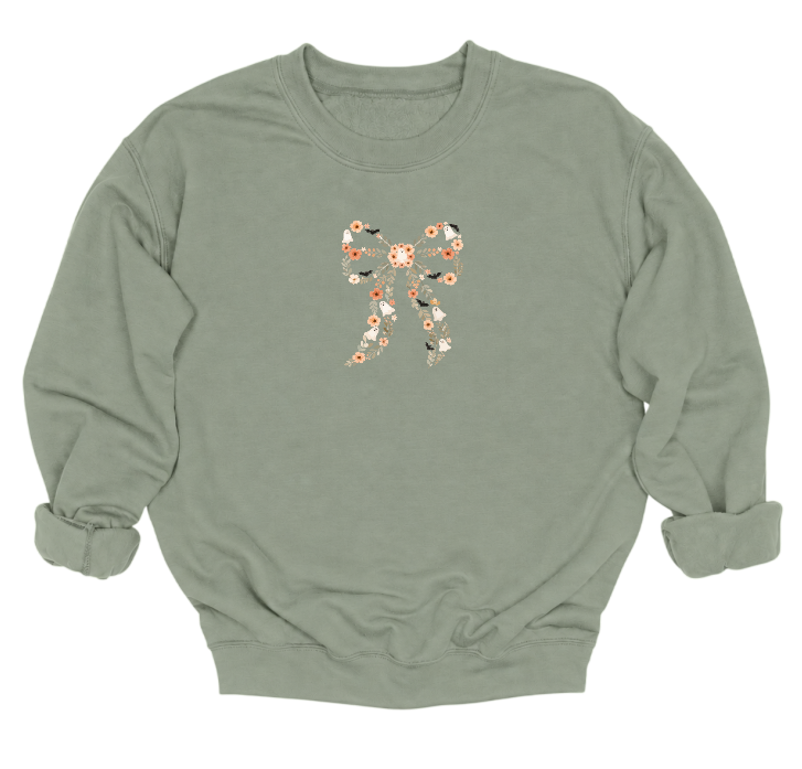 Vintage Floral Spooky Bow Crewneck Sweater