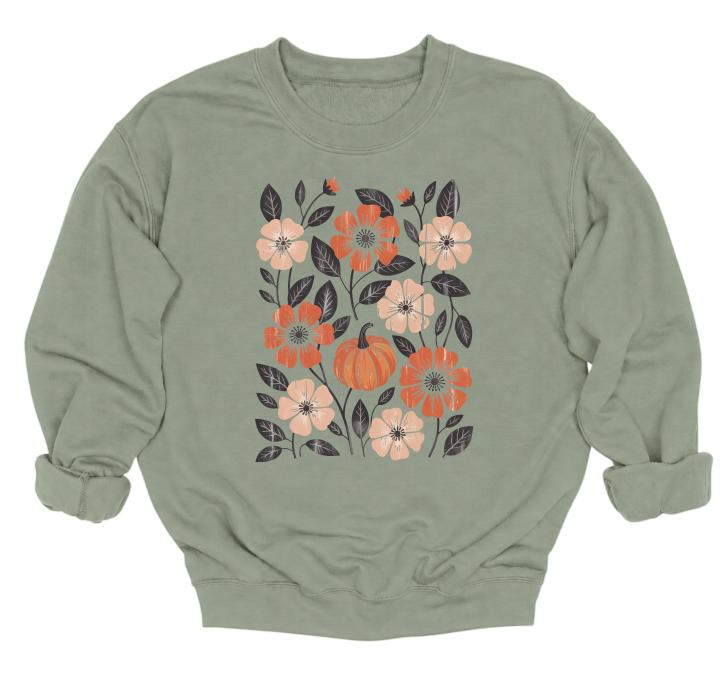 Floral Pumpkin Crewneck Sweater