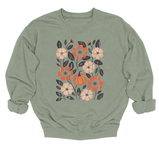 Floral Pumpkin Crewneck Sweater