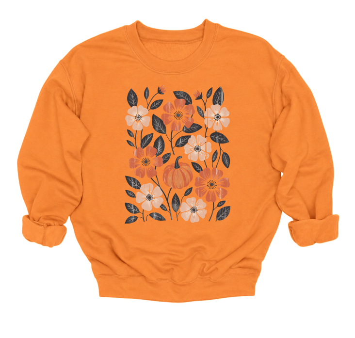 Floral Pumpkin Crewneck Sweater