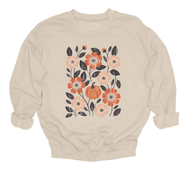 Floral Pumpkin Crewneck Sweater
