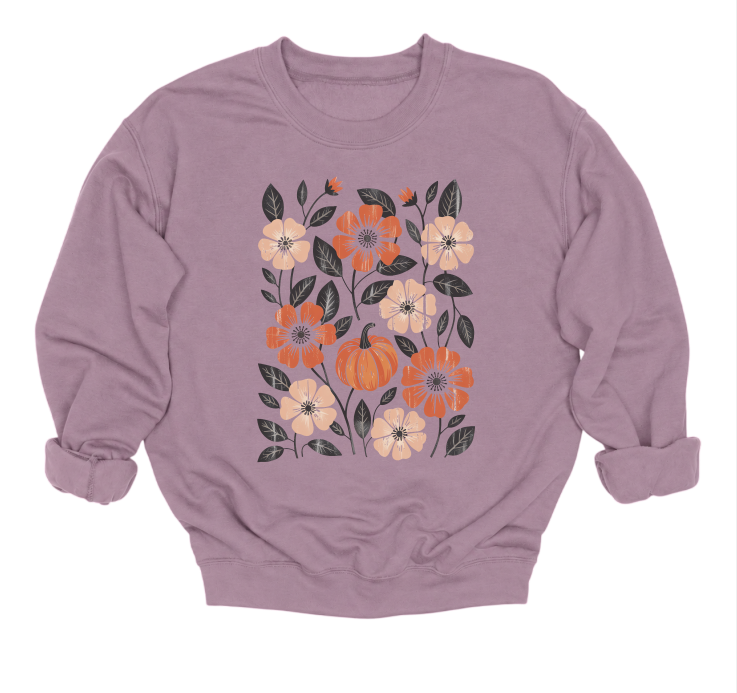 Floral Pumpkin Crewneck Sweater