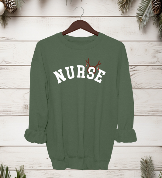 Nurse Antlers Crewneck Sweater